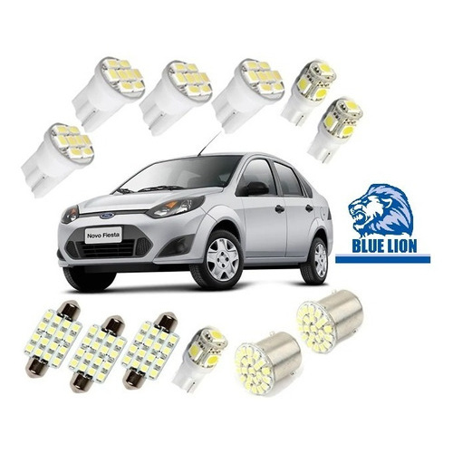 Kit Lampada Led Ford Fiesta Luz Pingo Teto Placa Ré