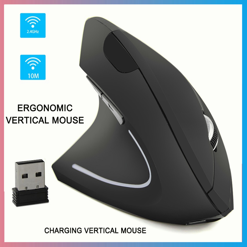 Mouse sem fio vertical de quinta geração para canhotos versão com bateria mouse mouse ergonômico mouse sem fio Mouse vertical recarregável Mouse ergonômico canhoto for PC/Notebook/Laptop