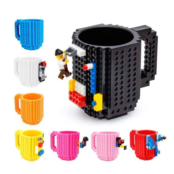 Canecas Bloquinhos Com Encaixe "Lego" + Peças Para Montar
