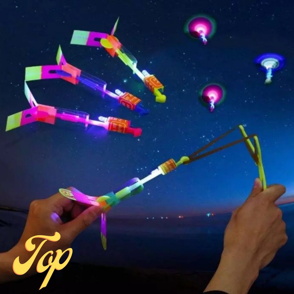 Estilingue Luz de Led Ao Ar Livre Luminoso Efeito Noturno Colorido Brinquedo Divertido girocoptero pirocoptero