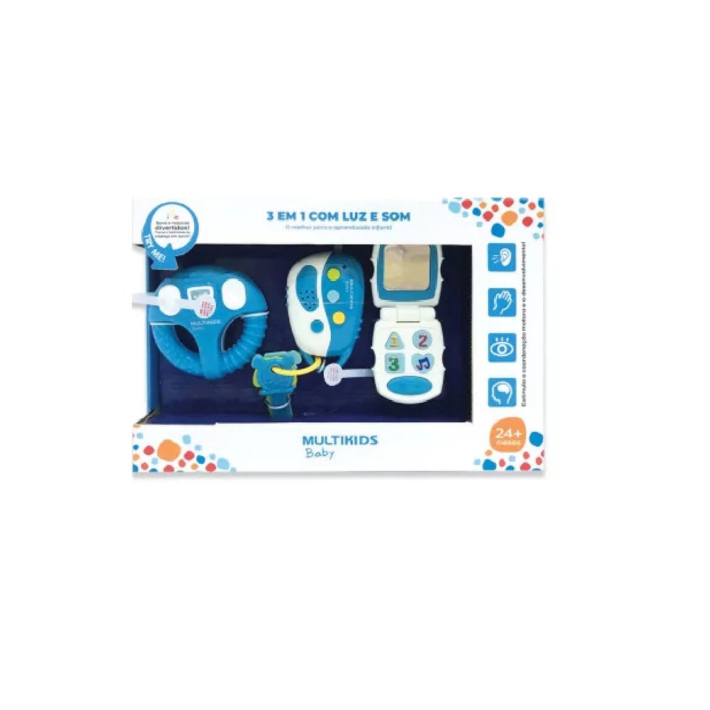 Baby 3 em 1 a com Luz e Som Azul e Rosa Sortido Multikids Baby - BR1245