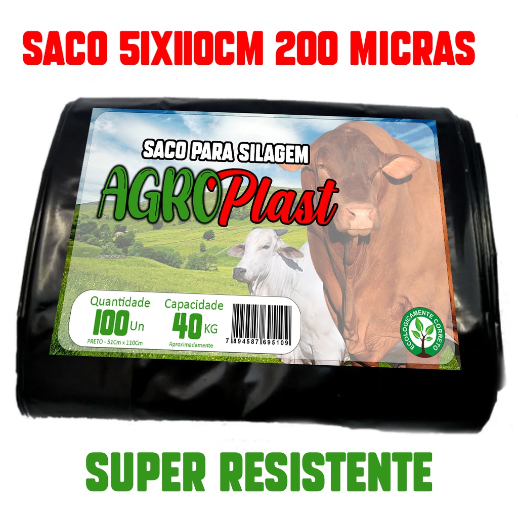 Saco Pra Silagem Micras 51x110 200 Milho Pct C/ 100 Unidades