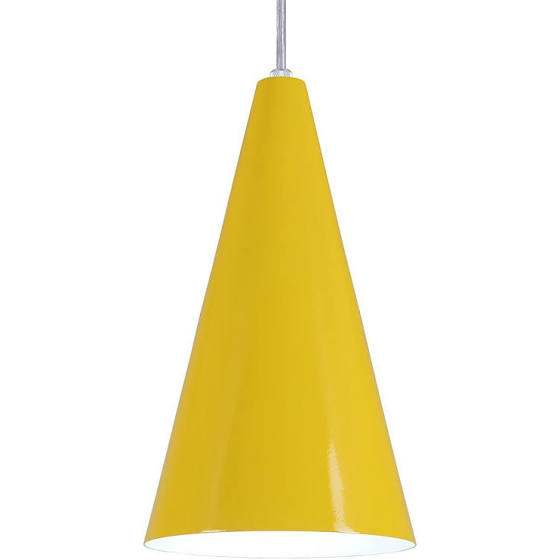 Pendente Cone Luminária Lustre Alumínio E27 Amarelo