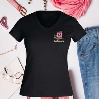 Camiseta Feminina Coruja Professora Bordada