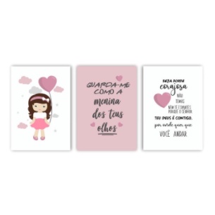 Quadros Infantil Menina Com Balão E Oração em Oferta na Shopee