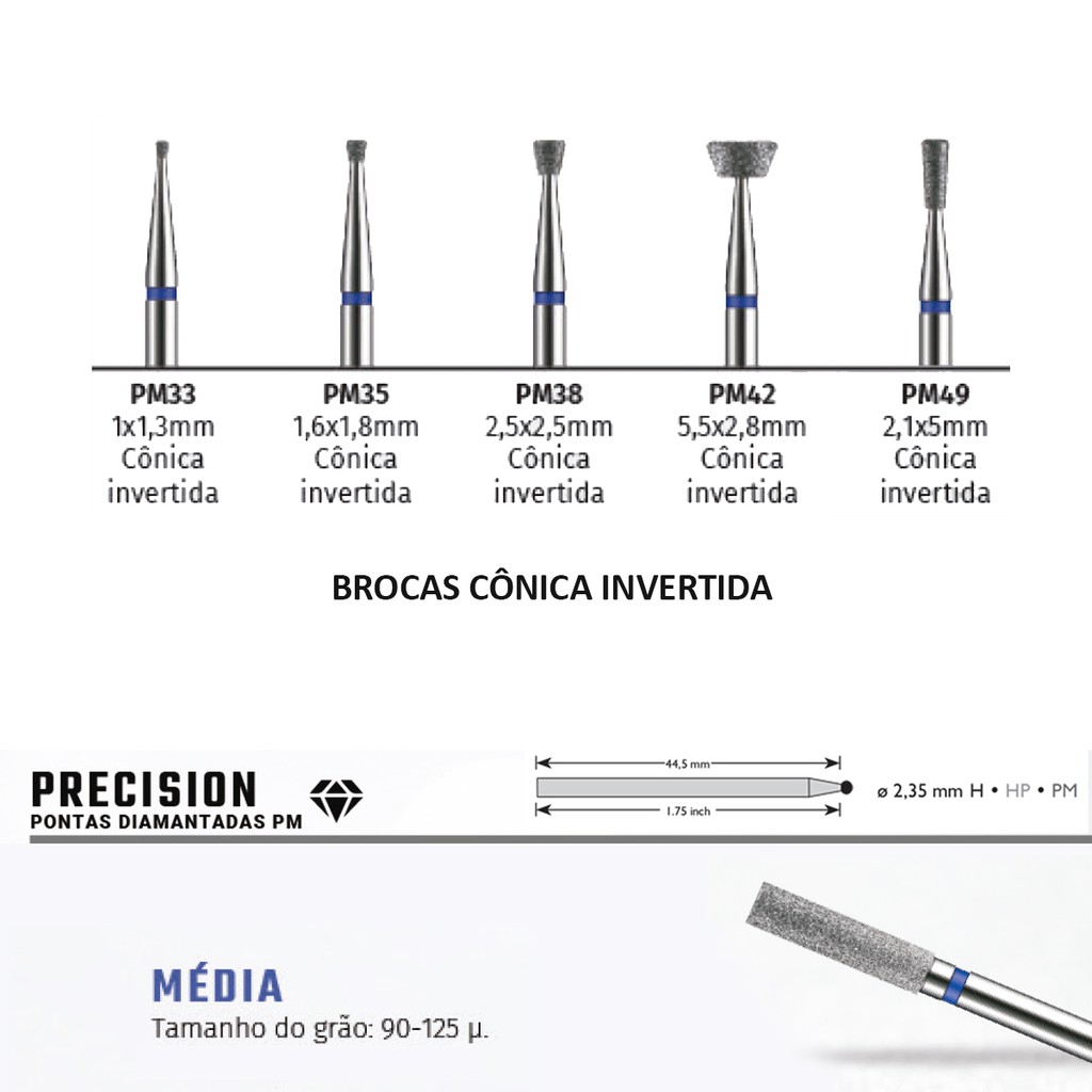 Broca Diamantada Precision Cônica Invertida American Burrs - Granulação Média em Oferta na Shopee