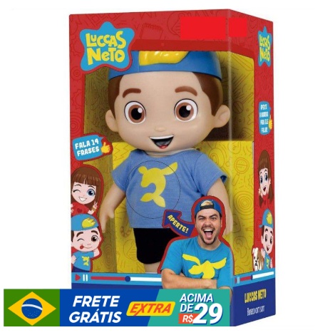 Boneco Lucas Neto Youtuber Fala 14 Frases Musical 17cm