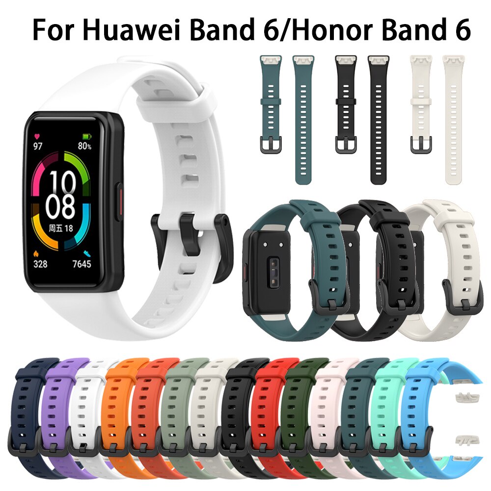 Pulseira De Silicone Flexível Para Huawei Band 6 / Honor Band 6 Smart Watch Esportivo Com Pulseira em Oferta na Shopee