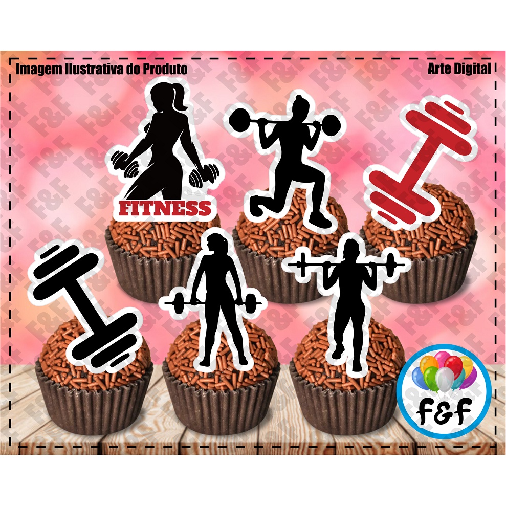 Toppers Tags Para Docinhos Doces Academia Fitness em Oferta na Shopee