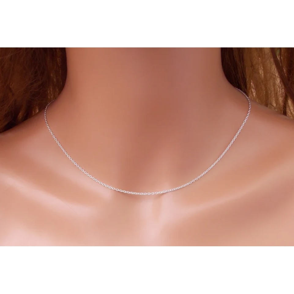 Colar Feminino Prateado Fino c/ Fecho Lagosta 44   cm Colar Feminino  Prateado Fino c/ Fecho Lagosta