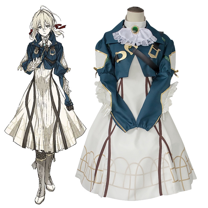 Anime Violet Evergarden Cosplay Violeta Conjunto De Peruca Feminino Vestido De Fantasia Japonesa