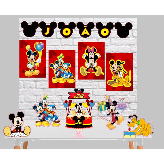 Kit Festa em casa  personalizada - só um Bolinho Mickey e sua turma em Oferta na Shopee