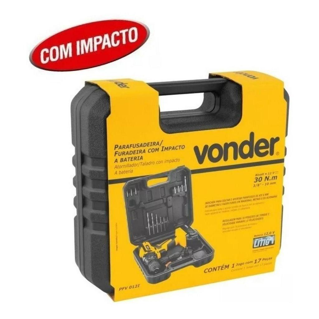 Furadeira Parafusadeira Impacto 12V PFV012I com Maleta Acessórios Vonder
