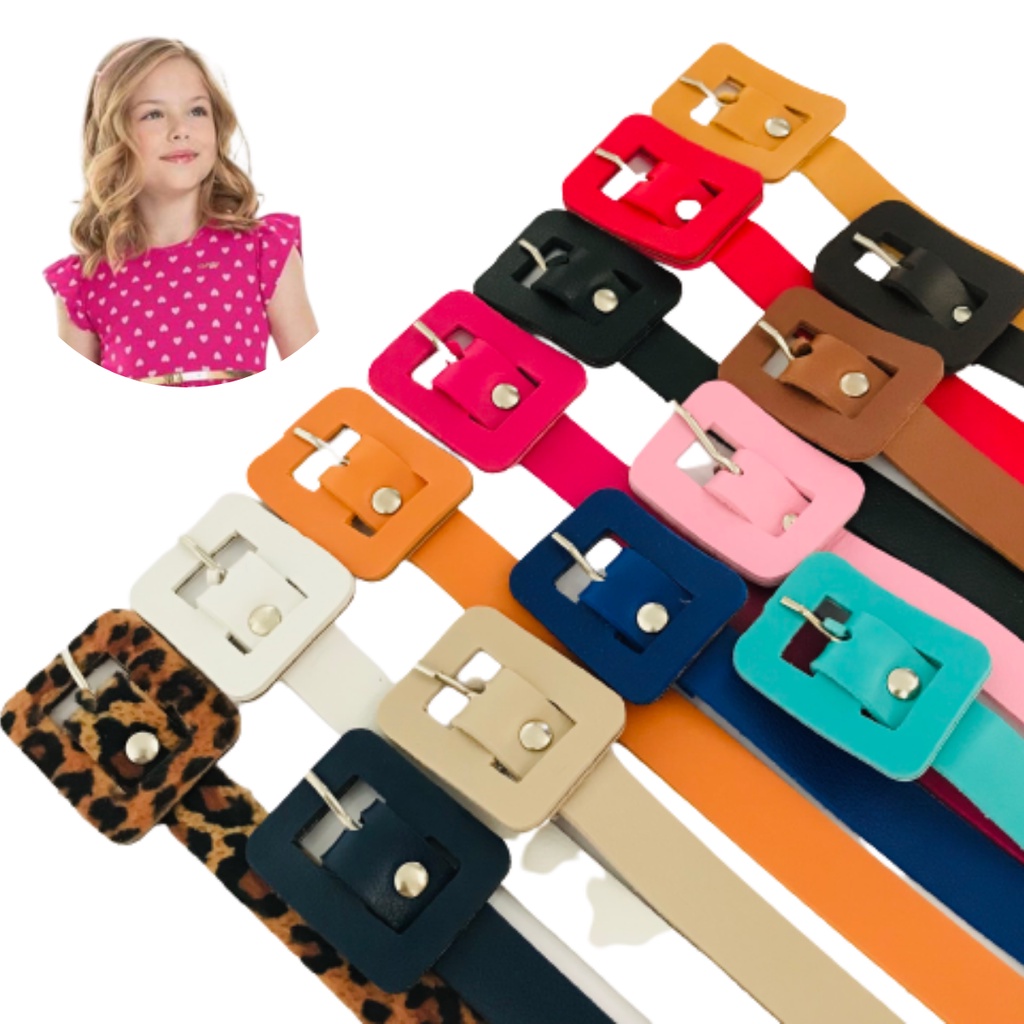 Cinto Infantil Feminino Meninas Couro Para Crianças Varias Cores Promoção em Oferta na Shopee