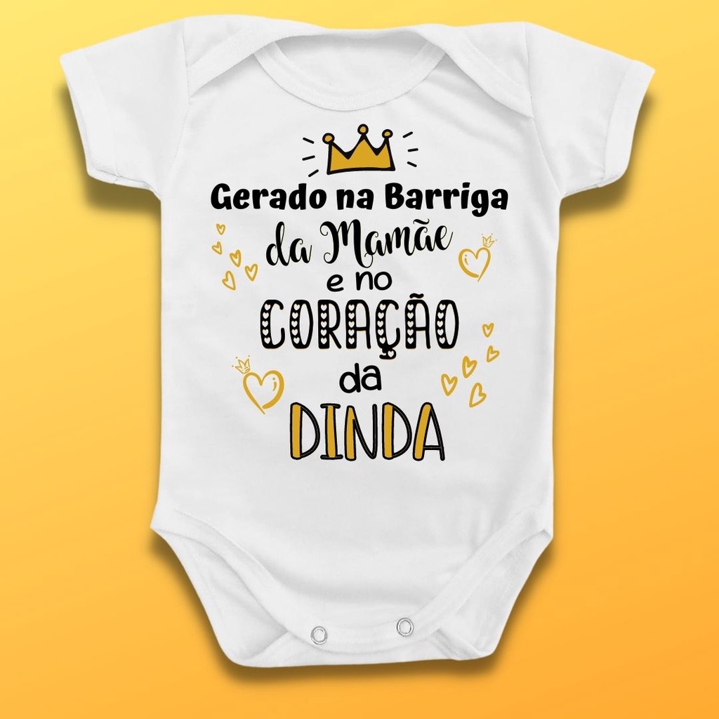 Body Bebê Gerado Mamãe Coração Dinda Menino Menina Infantil em Oferta na Shopee