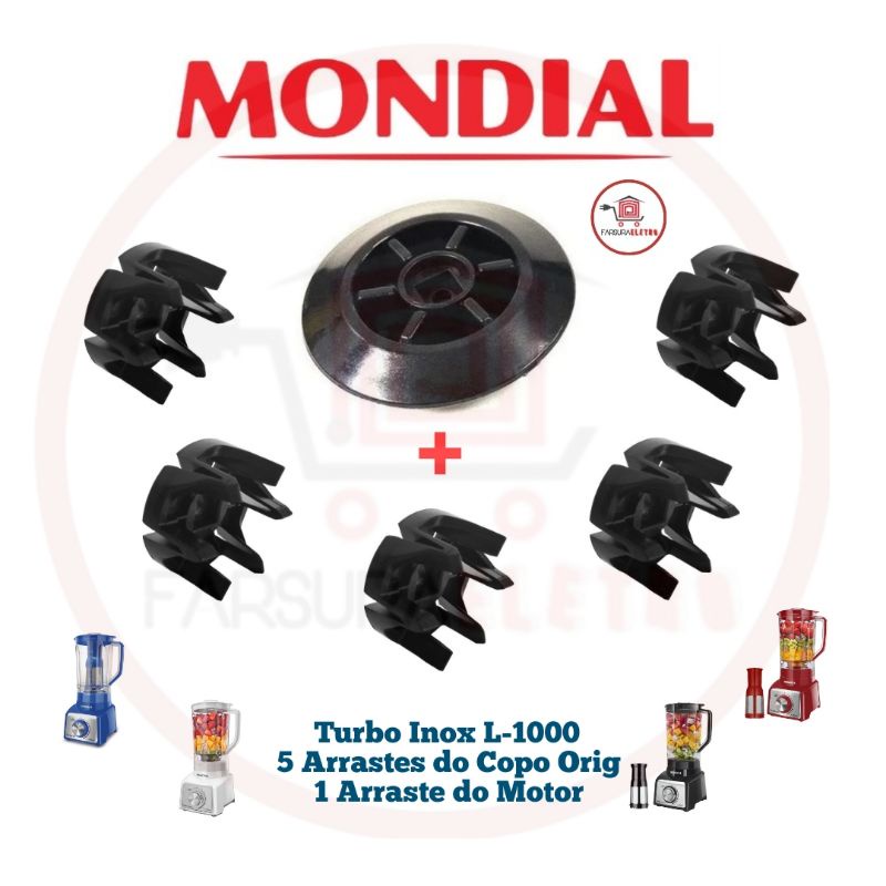 Arraste do Copo e Arraste do Motor Liquidificador Mondial Turbo L1000 ( KIT 5 do copo e 1 do MOTOR)