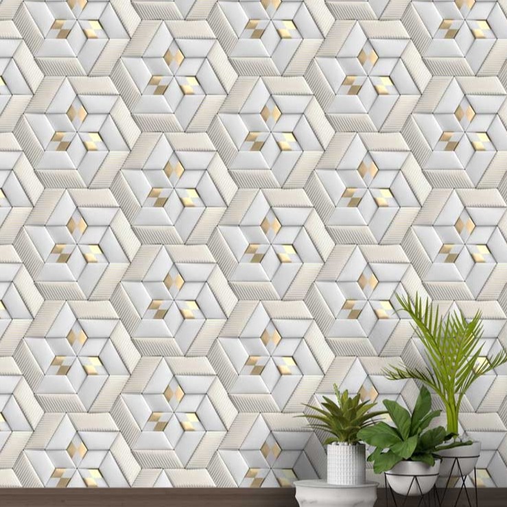Papel De Parede 3d Dourado Cinza Geometrico Rolo Autocolante 3 Metros em Oferta na Shopee