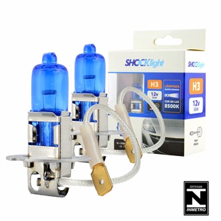 Par Lâmpadas H3 Super Branca Shocklight 55w 8500k 12v Milha