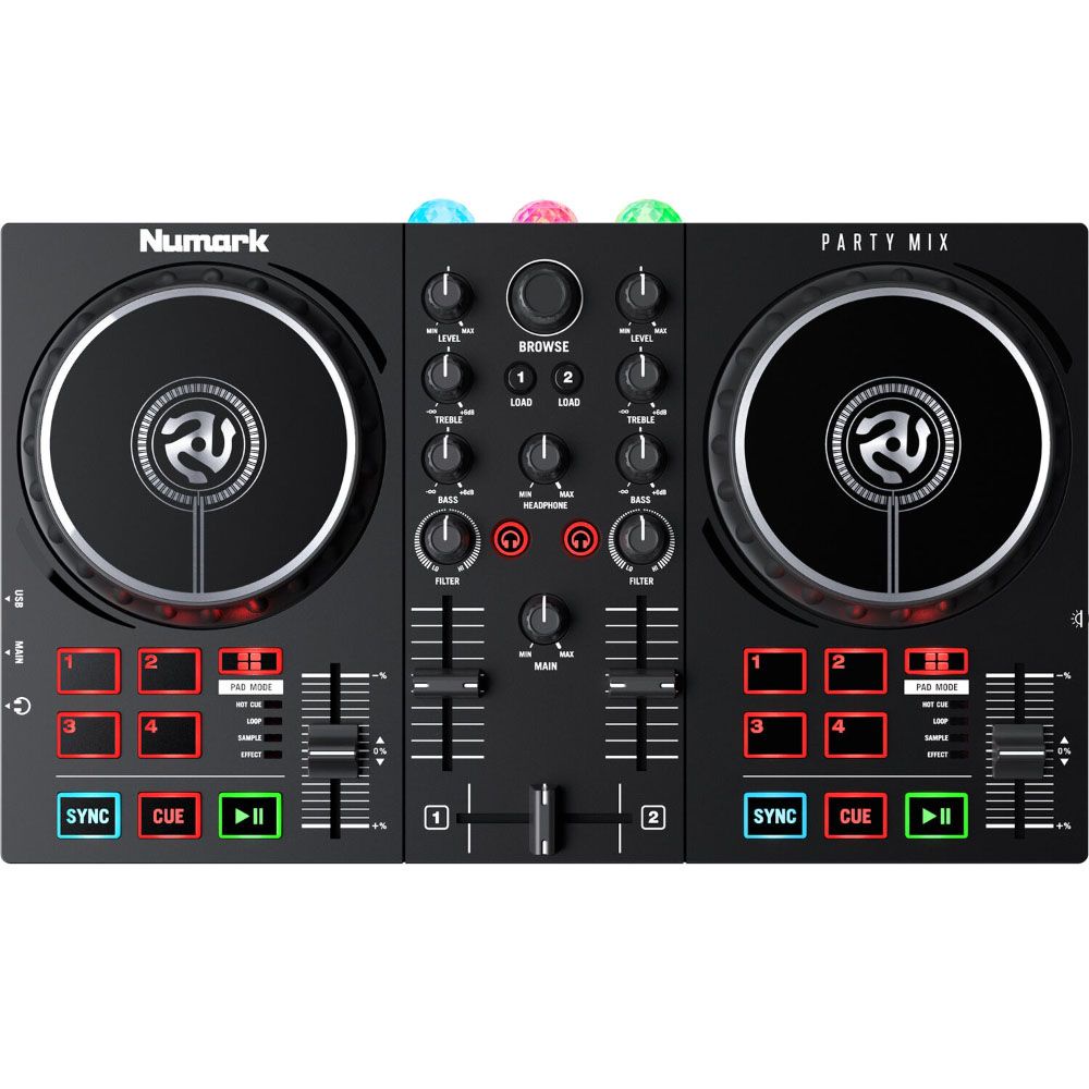 controlador dj numark party mix preto da 2 canais