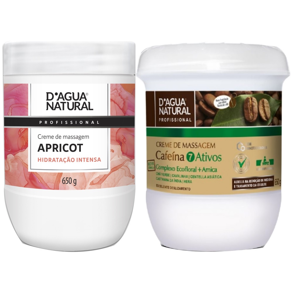 KIT CREME MASSAGEM RELAXANTE REDUTOR DE MEDIDAS CAFEINA 7 ATIVOS + CREME APRICOT