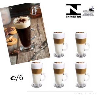 Xícara Caneca de vidro kit c/6 Café Dolce Gusto Capuccino 270ml Promoção