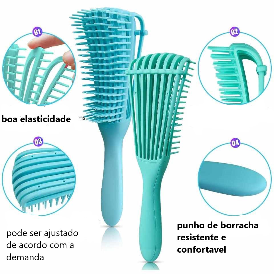 Escova polvo ,8 pontas ,desembaraça e cachea | Shopee Brasil