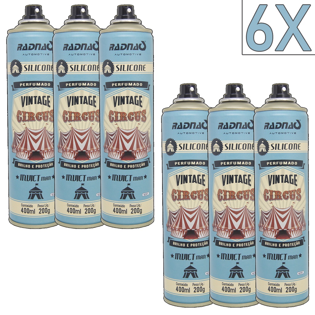 Kit 6 Unidades Silicone Spray Perfumado Circus Invict 400mL Radnaq - Home & Living