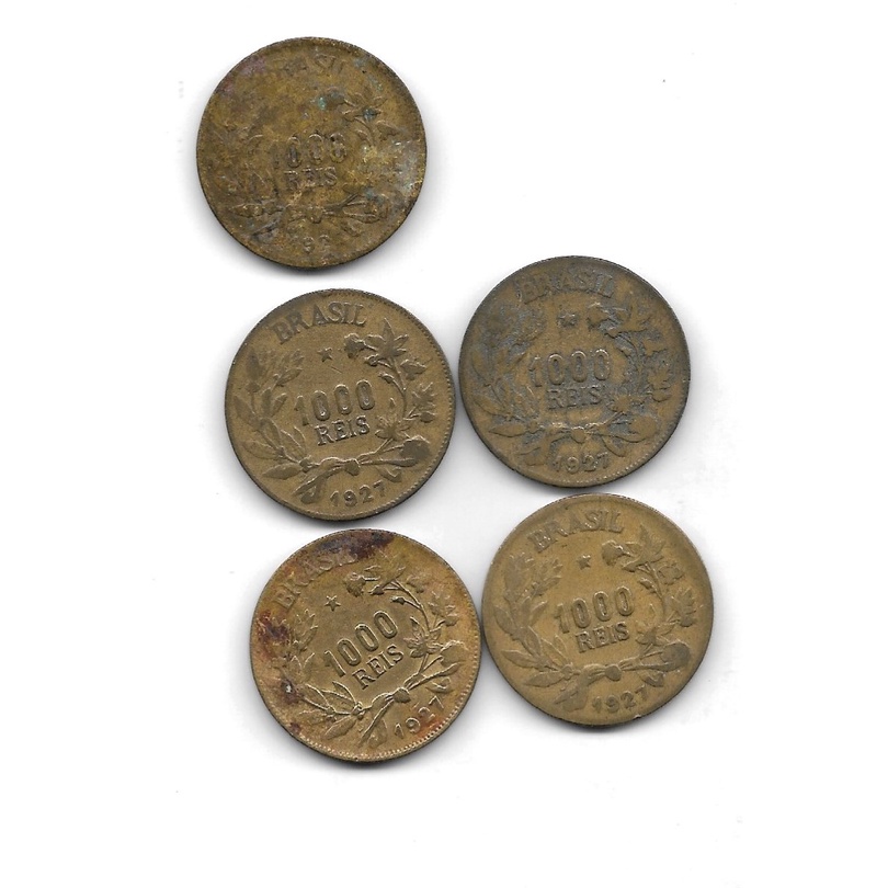 Lote 5 Moeda 1000 Réis 1924 1927 Moedas Antiga Coleção