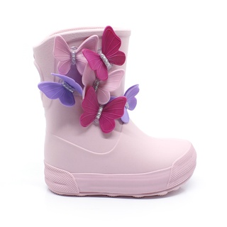 Galocha Bota Infantil Plugt Menina Confortável Borboleta Rosa Pink Lilás