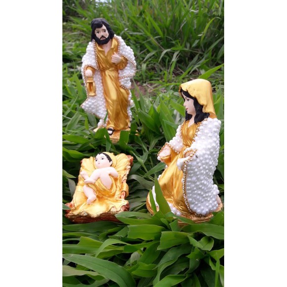Presépio em Gesso - trio São José , Maria, menino Jesus