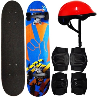 Kit Skate Infantil Skateboard 24´´ Completo Capacete Masculino Feminino Iniciante Street em Oferta na Shopee