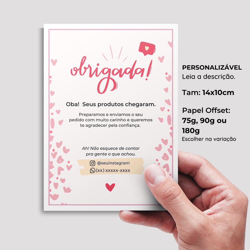 100 ou 50 Carta de Agradecimento ao Cliente Personalizada Unbox 14x10 Cartão para loja, ecommerce, empresa, Panfleto em Oferta na Shopee