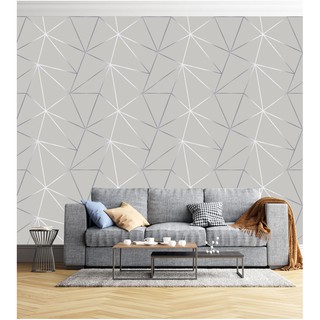 Papel De parede Geométrico Mescla Silver Para Quarto E Sala 2,50 mts