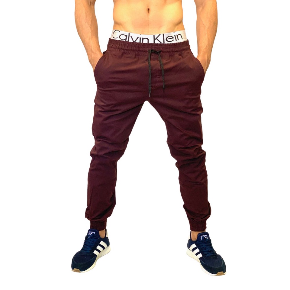 Calça masculina Jogger sarja e jeans Bordo Vinho Caqui Preta Branca e variedades de cores e modelos
