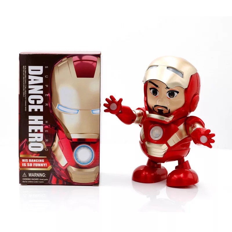 Dança Ironman Action Figure Brinquedo Lanterna LED Com Som Vingadores Homem De Ferro Herói Eletrônico