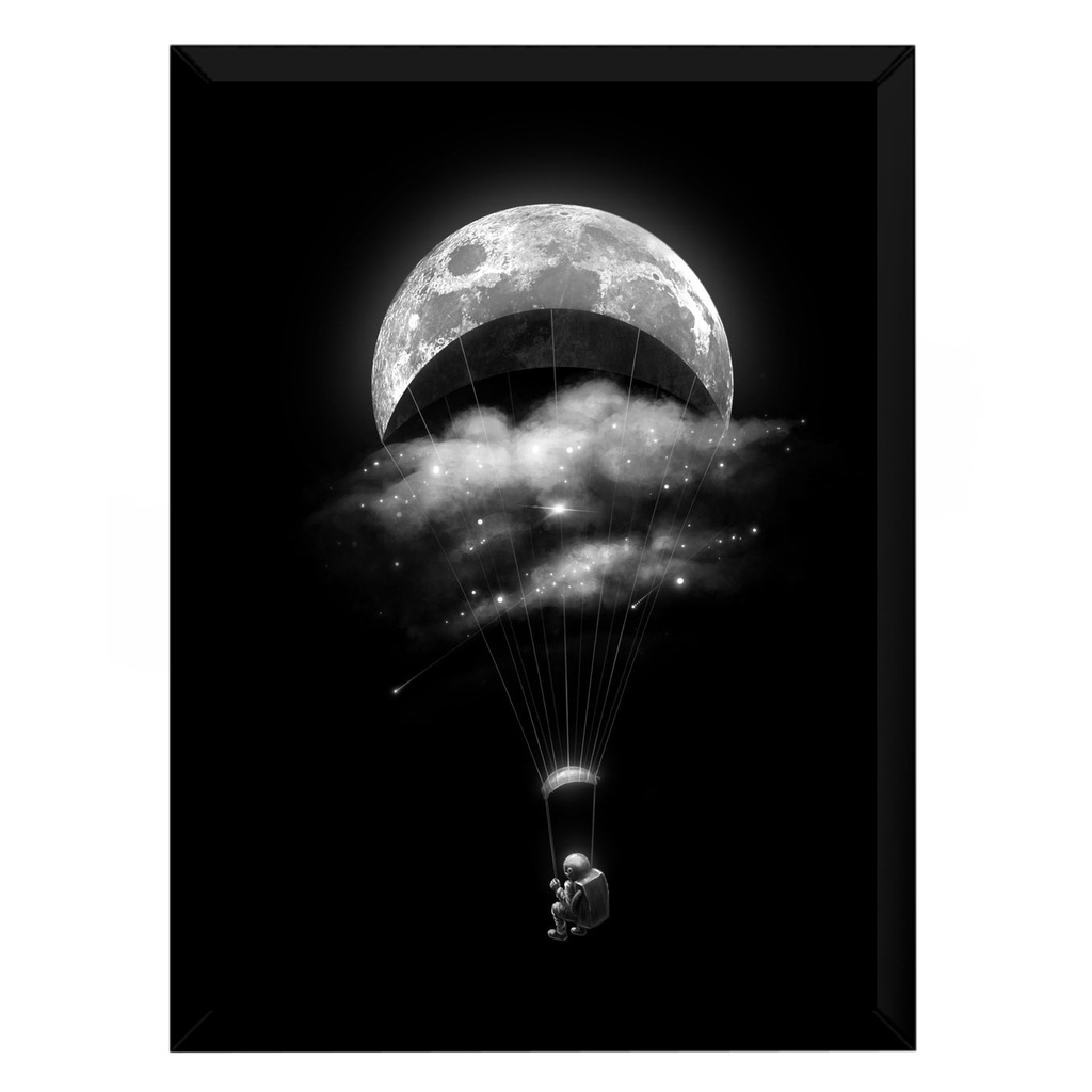 Quadro Decorativo A4, Arte Espacial, Parapente dos Sonhos.