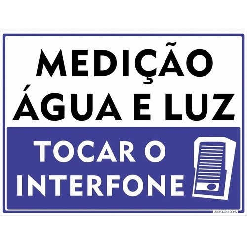 Placa Medição De Água E Luz Tocar Interfone 30x20cm Aluminio G