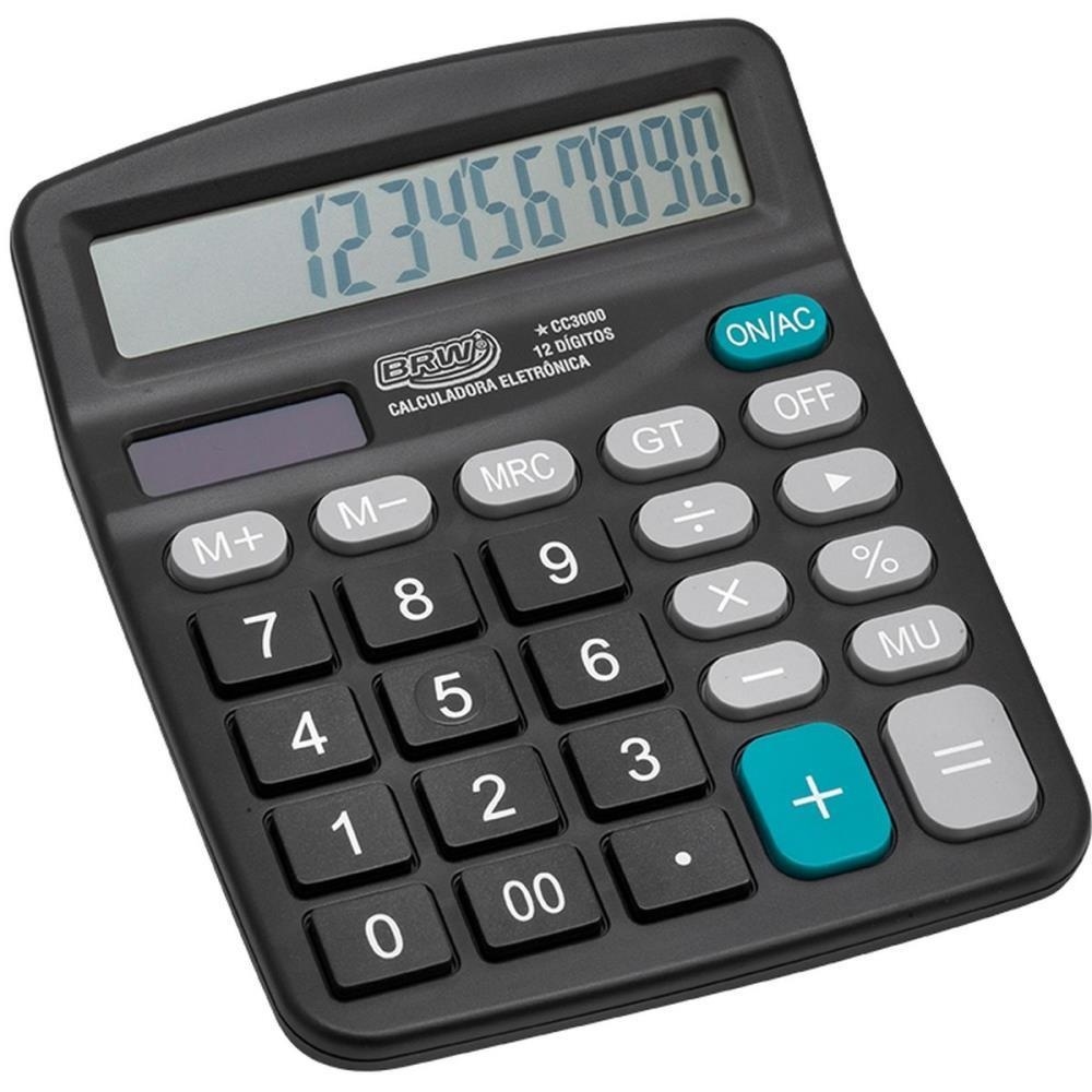 CALCULADORA DE MESA 12 DIG. 14,8X11,9X3,8CM PRETA BRW UNIDADE | Shopee ...