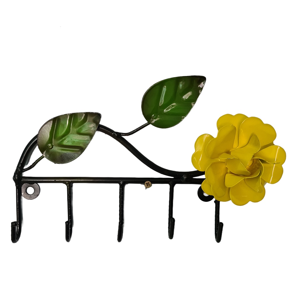 Cabide Porta Chaves Em Ferro Com Flor 5 Ganchos em Oferta na Shopee