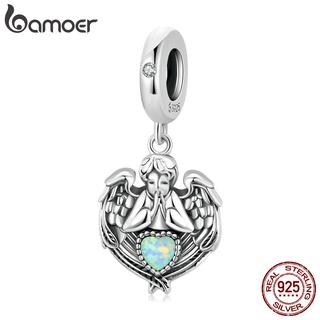 Bamoer Silver 925 Angel praying Heart Shape Charm BSC568