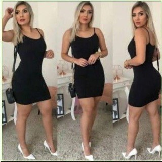 Vestido canelado feminino curto tubinho de alcinha basico tamanho M,G