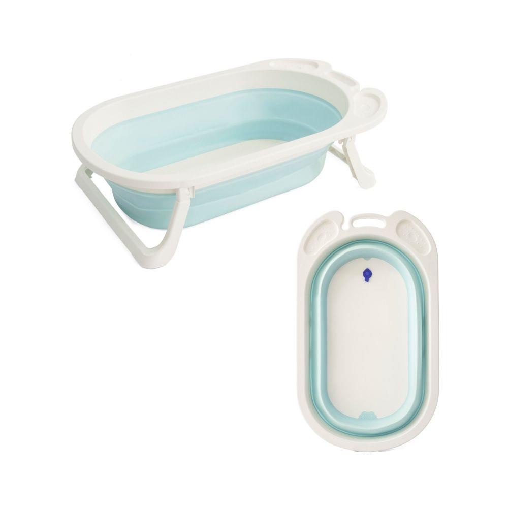 Banheira Bebê Dobrável Rígida Infantil Confortável Segura Azul e