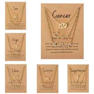 3 Pçs / Set Estrela Cardboard Signo Do Zodíaco Pingente 12 Constelação Charme Colar De Ouro Ares Câncer Leo Scorpio Colar
