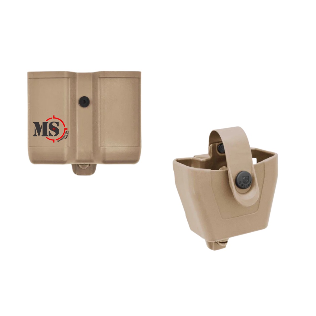Kit Porta Carregador Duplo + Porta Algema Cinto Clip Bélica - Coyote