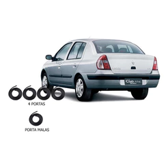 Borrachas Vedação Clio Sedan 2003 2004 2005 4 Portas + Malas