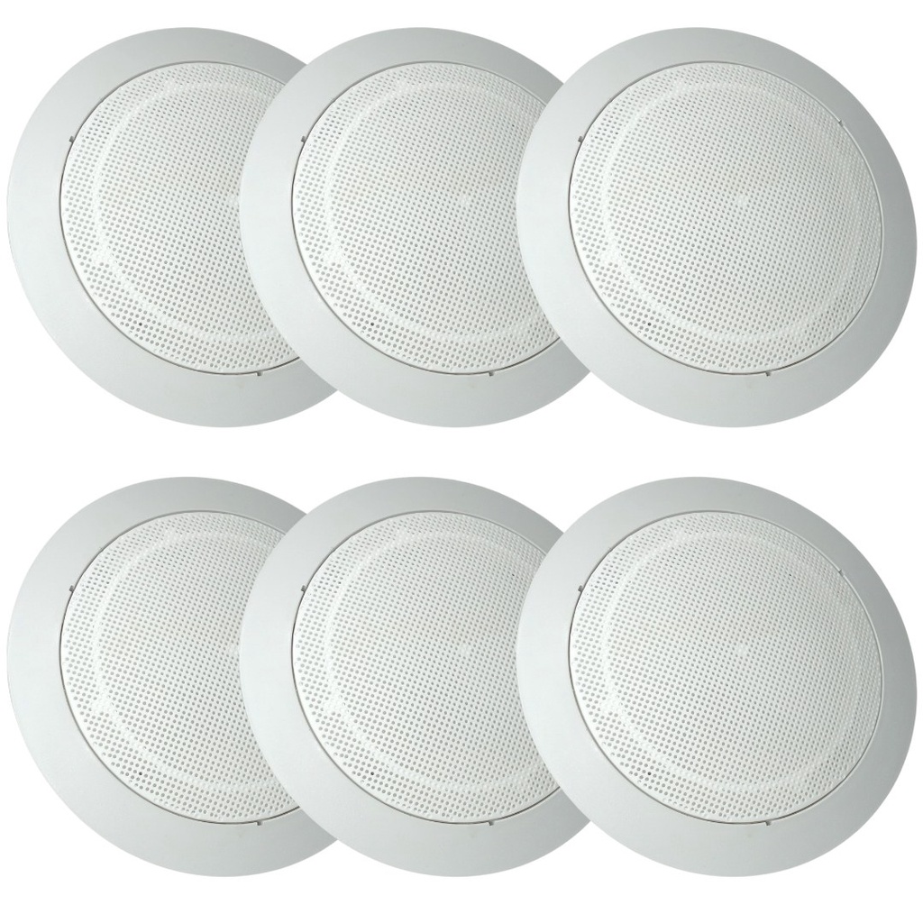 6 Arandelas Branca Para Caixas Acústicas 6 Polegadas Embutir Forro Gesso Teto Som Ambiente Música Tela Redonda 6 Pol