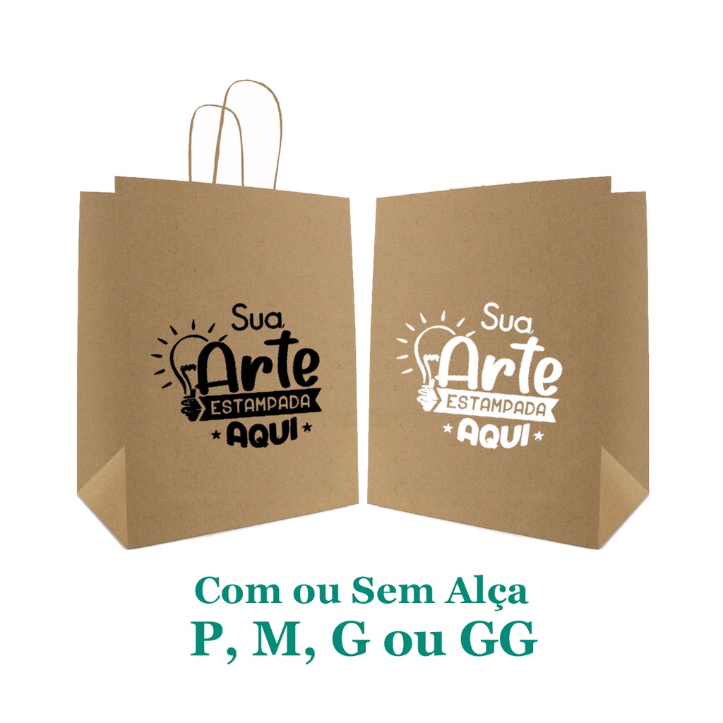 Sacolas Personalizadas Papel Kraft Com Sua Logo P M ou G