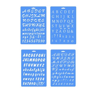 Stencil Alfabetos Kit 4 Moldes Vazados de Letras Números Sinais de Pontuação Símbolos em Oferta na Shopee