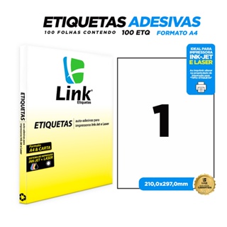 Etiqueta Adesiva A4 210,0mm x 297,0mm 100 Folhas - Link Etiquetas em Oferta na Shopee