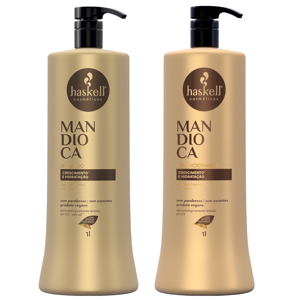 Shampoo + Condicionador 1l Mandioca Auxilia Crescer Haskell